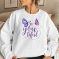 Butterfly Be You Tiful Be Yourself Design Women Crewneck Graphic Sweatshirt Gifts for Her