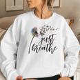 Butterfly Just Breathe Awsome Dandelion Design Women Crewneck Graphic Sweatshirt Gifts for Her