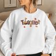 Fall Teacher Life Turkey Thanksgiving Women Crewneck Graphic Sweatshirt Gifts for Her