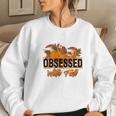 Funny Obsessed With Fall Pumpkin Women Crewneck Graphic Sweatshirt Gifts for Her
