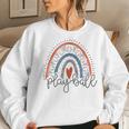 Funny Play Ball Rainbow Softball Player Baseball Lover Women Crewneck Graphic Sweatshirt Gifts for Her