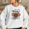 Hello Pumpkin Season Fall V2 Women Crewneck Graphic Sweatshirt Gifts for Her