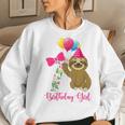 Kids 7 Year Old Cool Cute Sloth Balloons 7Th Birthday Girls Party Women Crewneck Graphic Sweatshirt Gifts for Her