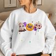 Kids Im Just Here For The Candy Halloween Cute Lollipop Sweets Women Crewneck Graphic Sweatshirt Gifts for Her