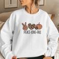 Peace Love Fall Leopard Heart Pumpkin Women Crewneck Graphic Sweatshirt Gifts for Her