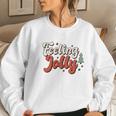 Retro Christmas Feeling Jolly Women Crewneck Graphic Sweatshirt Gifts for Her