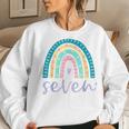 Seven Year Old Rainbow 7Th Birthday Gifts For Girls 7 Bday V3 Women Crewneck Graphic Sweatshirt Gifts for Her