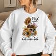 Skeleton And Plants Dead Inside But Music Help Women Crewneck Graphic Sweatshirt Gifts for Her