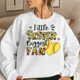 Softball Sister Little Sister Biggest Fan Women Crewneck Graphic Sweatshirt Gifts for Her