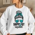Support Squad For Women Ovarian Cancer Messy Bun Women Crewneck Graphic Sweatshirt Gifts for Her
