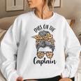 Womens Funny Captain Wife Dibs On The Captain Saying Cute Messy Bun Women Crewneck Graphic Sweatshirt Gifts for Her