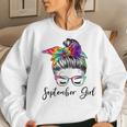Womens September Girl Wink Eye Woman Face Was Born In September Women Crewneck Graphic Sweatshirt Gifts for Her