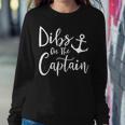 Dibs On The Captain Fire Captain Wife Girlfriend Sailing Women Crewneck Graphic Sweatshirt Personalized Gifts