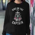 Funny Captain Wife Dibs On The Captain Flower Anchor Women Crewneck Graphic Sweatshirt Personalized Gifts