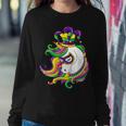 Jester Rainbow Unicorn Design Mardi Gras Mask Costume Women Crewneck Graphic Sweatshirt Personalized Gifts