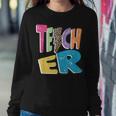 Teacher Colorful Distressed Leopard Lightning Bolt Trendy Women Crewneck Graphic Sweatshirt Personalized Gifts