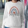 Funny Play Ball Rainbow Softball Player Baseball Lover Women Crewneck Graphic Sweatshirt Personalized Gifts