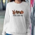 Peace Love Fall Leopard Heart Pumpkin Women Crewneck Graphic Sweatshirt Funny Gifts
