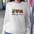 Peace Love Fall Truck Sunflower Heart Women Crewneck Graphic Sweatshirt Funny Gifts