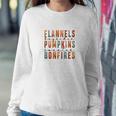 Retro Fall Flannels Hayrides Pumpkins Sweaters Bonfires Women Crewneck Graphic Sweatshirt Funny Gifts