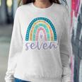 Seven Year Old Rainbow 7Th Birthday Gifts For Girls 7 Bday V3 Women Crewneck Graphic Sweatshirt Personalized Gifts