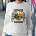 Skeleton And Plants Travel More Worry Less Design Women Crewneck Graphic Sweatshirt Funny Gifts