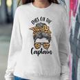 Womens Funny Captain Wife Dibs On The Captain Saying Cute Messy Bun Women Crewneck Graphic Sweatshirt Personalized Gifts