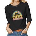 Boho Vintage Bloom Happy Flower And Butterfly Design Women Graphic Long Sleeve T-shirt