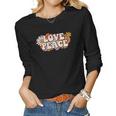 Hippie Flower Colorful Love Peace Design Women Graphic Long Sleeve T-shirt