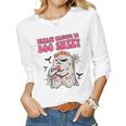 Groovy Pink Ribbon Mom Breast Cancer Is Boo Sheet Halloween V2 Women Graphic Long Sleeve T-shirt