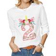 Kids 2 Year Old Gifts 2Nd Birthday Girls Unicorn Face Flower Women Graphic Long Sleeve T-shirt