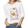 Kids 4Th Birthday I Am 4 Years Old And Llamazing Llama Girl Ns V2 Women Graphic Long Sleeve T-shirt