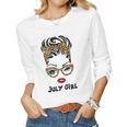 Womens Born In July Birthday Gift Leopard July Girl Women Graphic Long Sleeve T-shirt