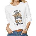 Womens Funny Captain Wife Dibs On The Captain Saying Cute Messy Bun Women Graphic Long Sleeve T-shirt