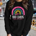 100 Days Smarter 100 Days Of School Rainbow Teachers Kids Women Graphic Long Sleeve T-shirt Gifts for Her