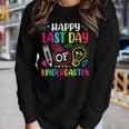Happy Last Day Of Kindergarten School Funny Teacher Students Women Graphic Long Sleeve T-shirt Gifts for Her
