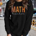 Math Teacher Leopard Squad Cute Fall Autumn Thanksgiving Women Graphic Long Sleeve T-shirt Gifts for Her