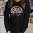 Montessori Teacher Leopard Rainbow Appreciation Teachers Women Graphic Long Sleeve T-shirt Gifts for Her