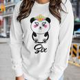 6 Year Old Gifts Cute Panda Birthday Girl 6Th Birthday Funny Women Graphic Long Sleeve T-shirt Gifts for Her