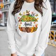 Aunt Fall Leopard Pumpkin Sunflowers Autumn Thanksgiving V2 Women Graphic Long Sleeve T-shirt Gifts for Her