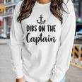 Funny Captain Wife Dibs On The Captain Quote Anchor Sailing  V2 Women Graphic Long Sleeve T-shirt Gifts for Her