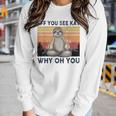 Funny Vintage Sloth Lover Yoga Eff You See Kay Why Oh You Women Graphic Long Sleeve T-shirt Gifts for Her