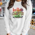 Hello Sweater Weather Pumpkin Fall Women Graphic Long Sleeve T-shirt Gifts for Her