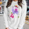 Kids 4 Year Old Gifts 4Th Birthday Girl Ns Funny Llama Women Graphic Long Sleeve T-shirt Gifts for Her