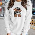 Messy Bun Cool Girl Pumpkin Fall Season Women Graphic Long Sleeve T-shirt Gifts for Her