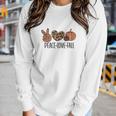 Peace Love Fall Leopard Heart Pumpkin Women Graphic Long Sleeve T-shirt Gifts for Her