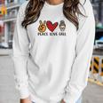 Peace Love Fall Messy Bun Girl Women Graphic Long Sleeve T-shirt Gifts for Her