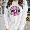 Pink Out Breast Cancer Awareness Sunflower Pink Women Graphic Long Sleeve T-shirt Gifts for Her
