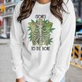 Skeleton And Plants Stoned To The Bone Women Graphic Long Sleeve T-shirt Gifts for Her