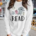 Teacher Library Funny Read Book Club Piggie Elephant Pigeons Women Graphic Long Sleeve T-shirt Gifts for Her